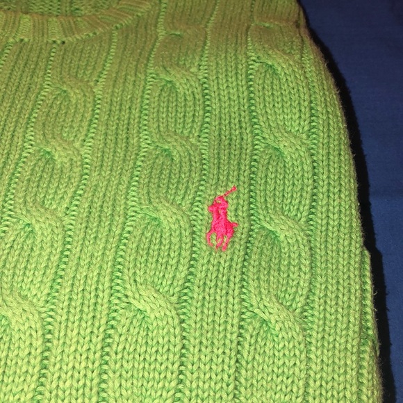 Ralph Lauren Green Cable Knit Sweater - Picture 8 of 8